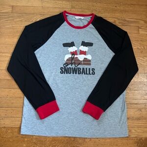 “Oh Snowballs” Gray and Black Tee with Red Trim Men’s size L